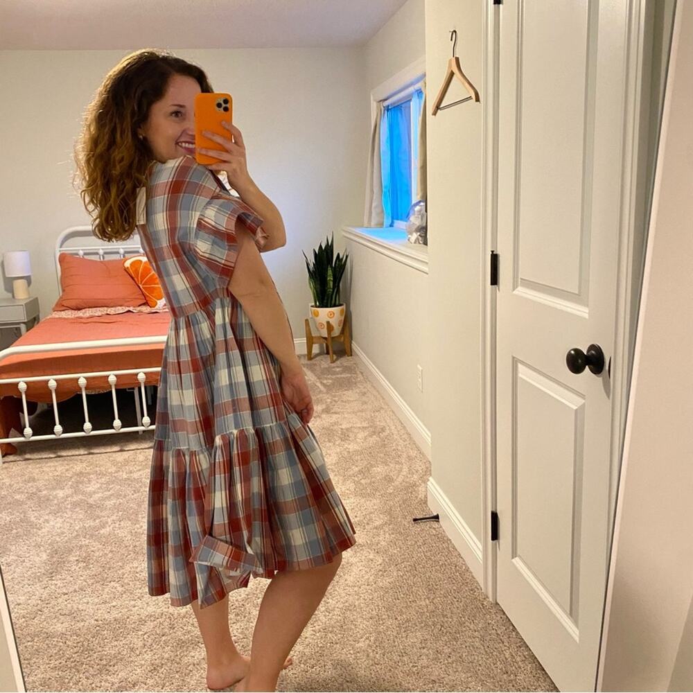 NWT Ulla Johnson Red Blue Plaid Mini Dress 2 - Picture 3 of 13
